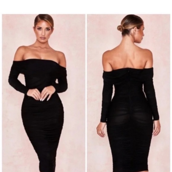 HOUSE OF CB MIDI RUCHED DRESS - Picture 1 of 5